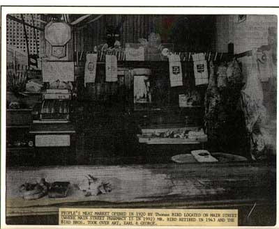 Interior of People's Meat Market, Thessalon, circa 1930