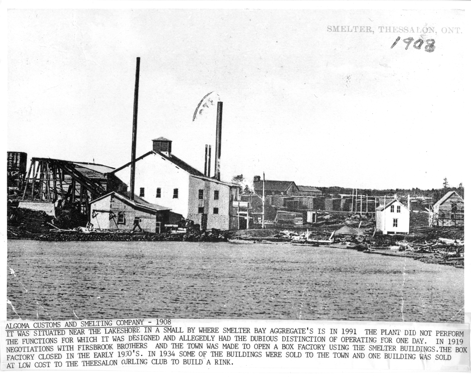 Algoma Customs and Smelting Company,Thessalon, Ontario,  1908
