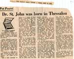 "Dr.St. John was born in Thessalon", Sault Star Clipping, 1972