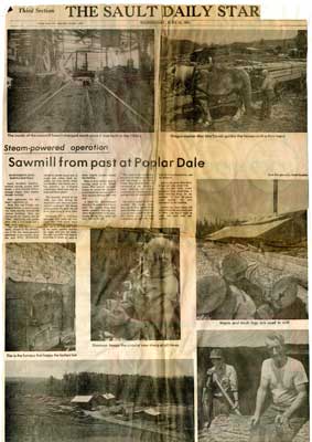 "Sawmill from past at Poplar Dale", Sault Star Clipping, 1975 					
										

