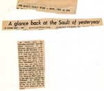 "A glance back at the Sault of yesteryear", Sault Star Clipping, 1972
