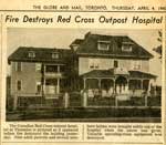 "Fire Destroys Red Cross Outpost Hospital", Globe and Mail Clipping, 1940