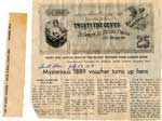 "Mysterious 1889 Voucher Turns Up", Sault Star Clipping, 1971