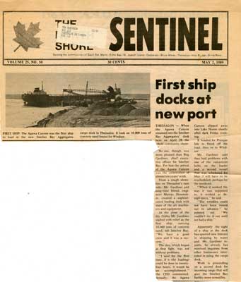 &quot;First Ship Docks at New Port&quot;, North Shore Sentinel Clipping, 1989	