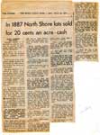 "In 1887 North Shore Lots sold for 20 cents an acre", Sault Star Clipping, 1971