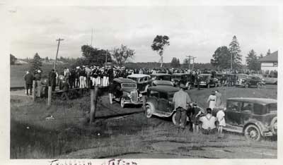 Cars at Thessalon Rail Road Station, circa 1945