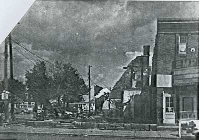 Main Street Fire, Town Hall, May 1963. Photo taken from corner of Main Street and Huron Street West.
