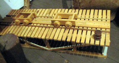 Wooden Replica of Tramway, ca 1950, part of Blind River sawmill site, (Created by Joe Sarazin)