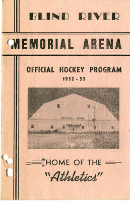 Memorial Arena Hockey Program, Blind River, 1952-53