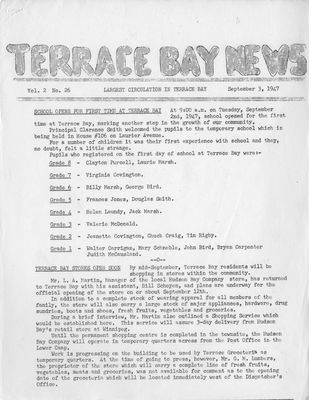 Terrace Bay News, 3 Sep 1947