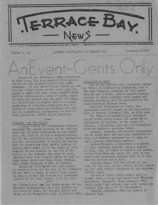 Terrace Bay News, 9 Nov 1950