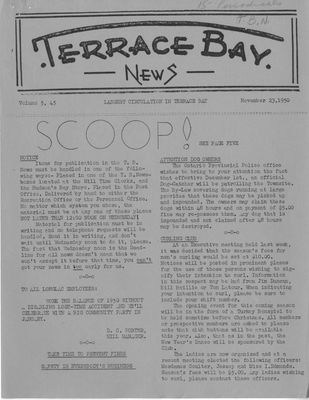 Terrace Bay News, 23 Nov 1950