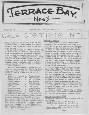 Terrace Bay News, 7 Dec 1950