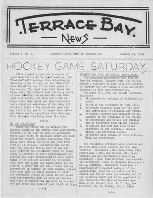 Terrace Bay News, 25 Jan 1951