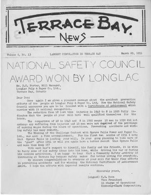 Terrace Bay News, 29 Mar 1951