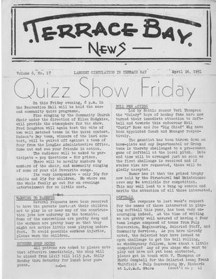 Terrace Bay News, 26 Apr 1951