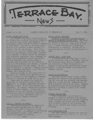 Terrace Bay News, 7 Jun 1951