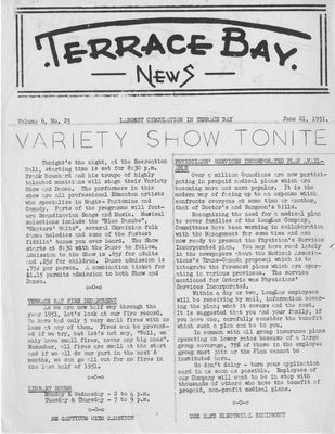 Terrace Bay News, 21 Jun 1951