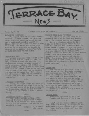 Terrace Bay News, 19 Jul 1951