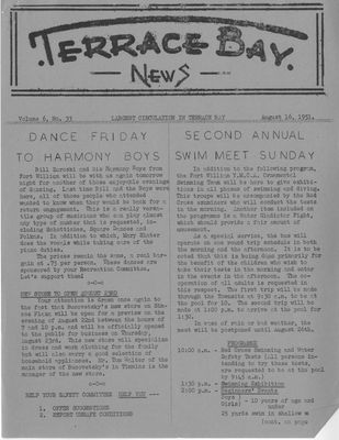 Terrace Bay News, 16 Aug 1951