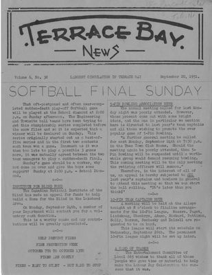 Terrace Bay News, 20 Sep 1951