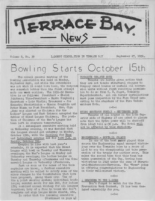 Terrace Bay News, 27 Sep 1951