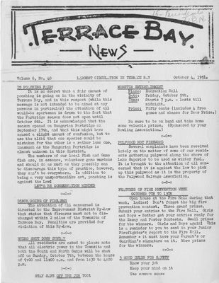 Terrace Bay News, 4 Oct 1951