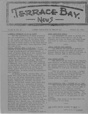 Terrace Bay News, 11 Oct 1951