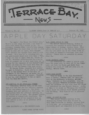 Terrace Bay News, 18 Oct 1951