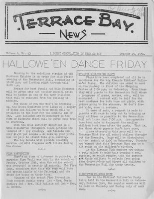 Terrace Bay News, 25 Oct 1951