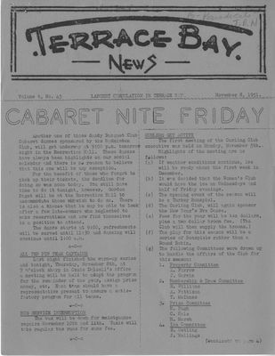 Terrace Bay News, 8 Nov 1951