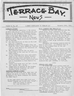 Terrace Bay News, 29 Nov 1951