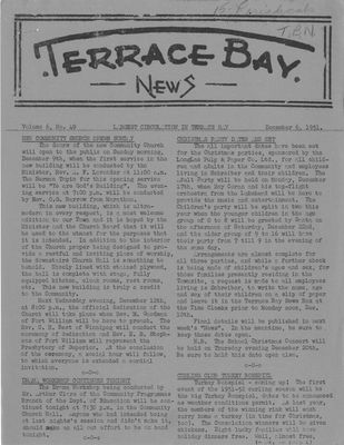 Terrace Bay News, 6 Dec 1951