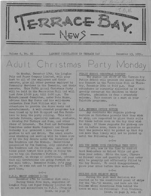 Terrace Bay News, 13 Dec 1951