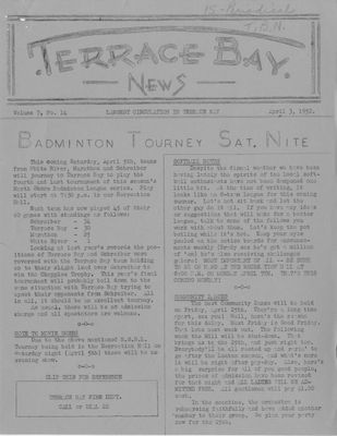 Terrace Bay News, 3 Apr 1952