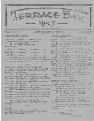 Terrace Bay News, 10 Apr 1952