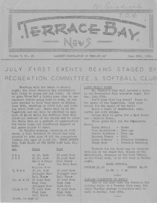 Terrace Bay News, 26 Jun 1952