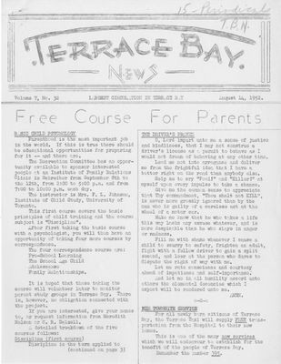 Terrace Bay News, 14 Aug 1952