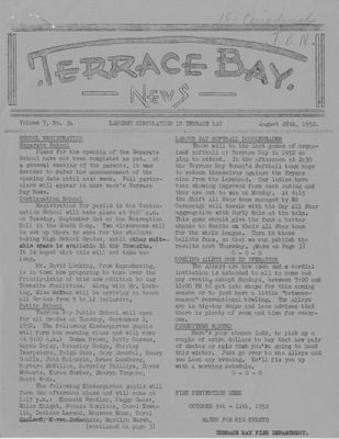 Terrace Bay News, 28 Aug 1952