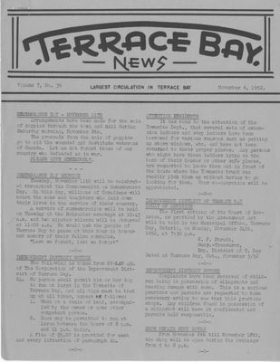 Terrace Bay News, 6 Nov 1952