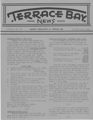 Terrace Bay News, 20 Nov 1952