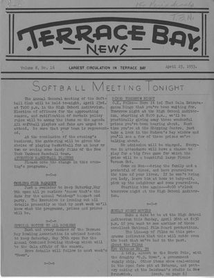 Terrace Bay News, 23 Apr 1953