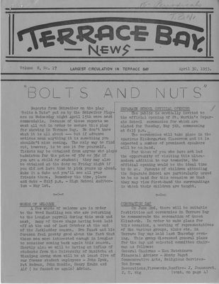 Terrace Bay News, 30 Apr 1953