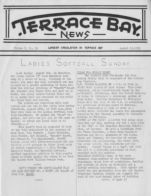 Terrace Bay News, 13 Aug 1953