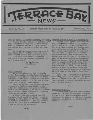 Terrace Bay News, 12 Nov 1953