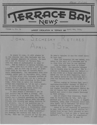 Terrace Bay News, 8 Apr 1954