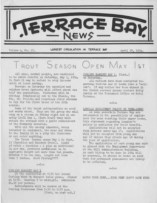 Terrace Bay News, 29 Apr 1954