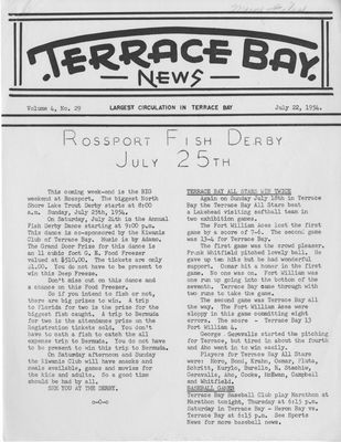 Terrace Bay News, 22 Jul 1954