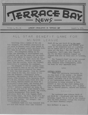 Terrace Bay News, 5 Aug 1954