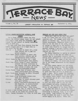 Terrace Bay News, 8 Sep 1954